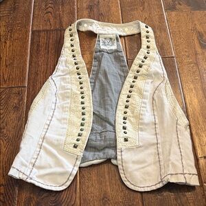Miss Me Beige and Gray Studded Vest